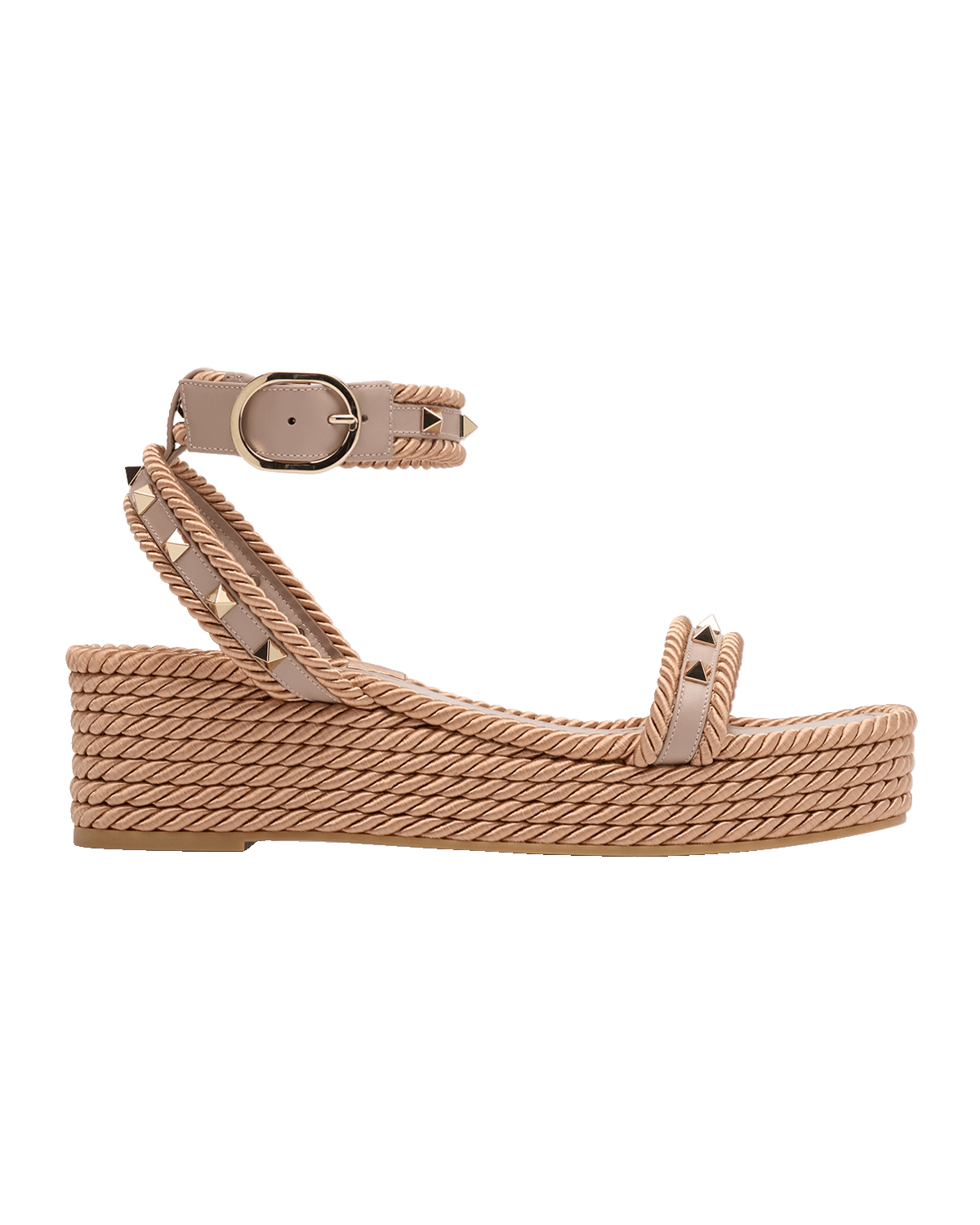 Valentino Garavani Rockstud Leather Ankle-Strap Espadrilles