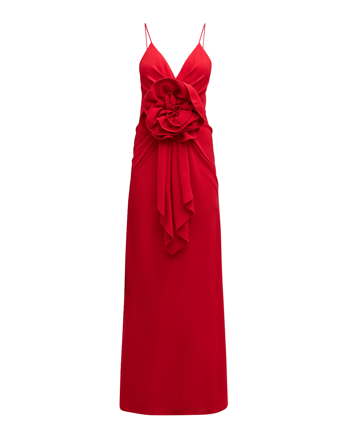 Balmain Rose Plunging Sleeveless Draped Maxi Dress