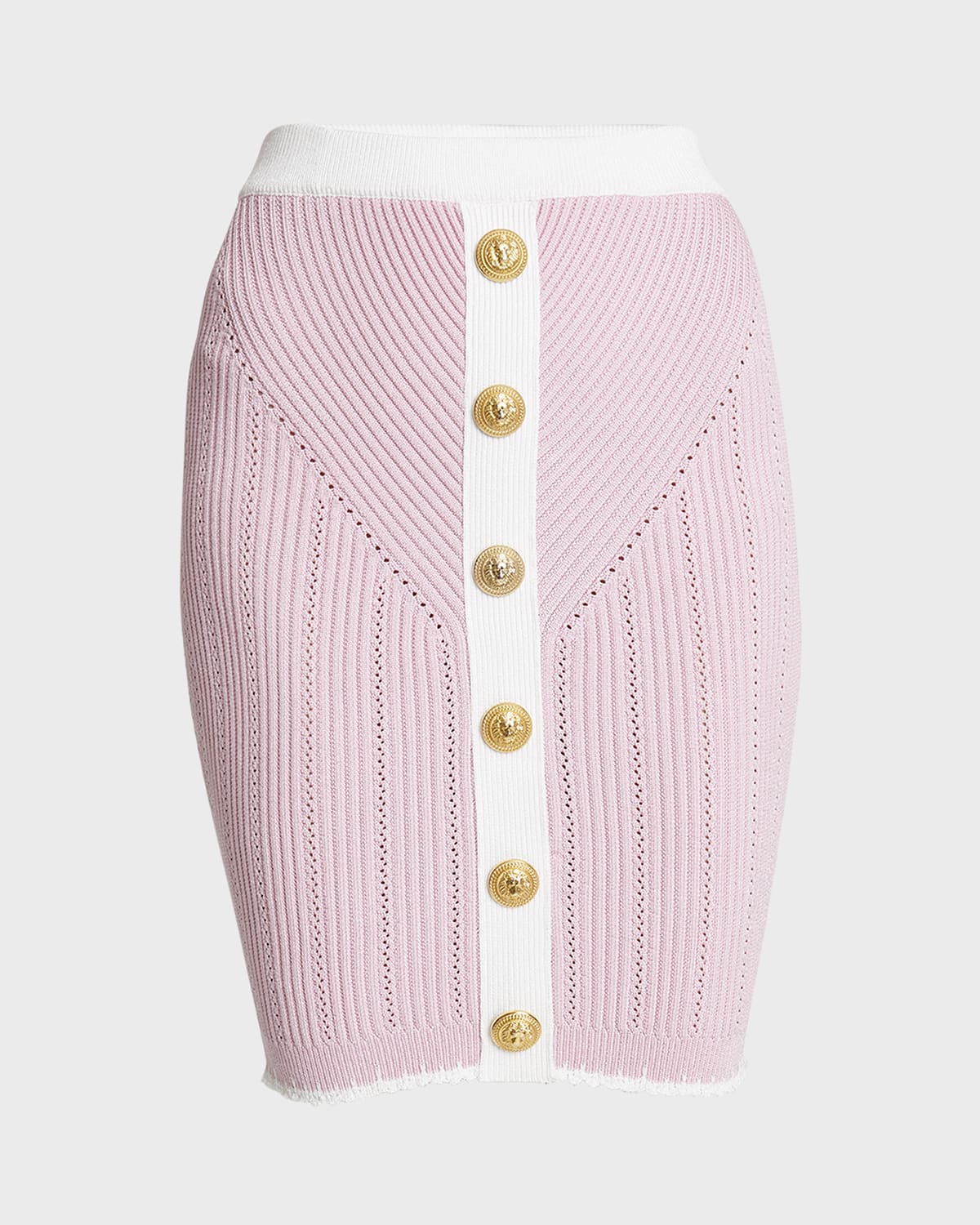 Balmain Buttoned Pointelle Knit Skirt