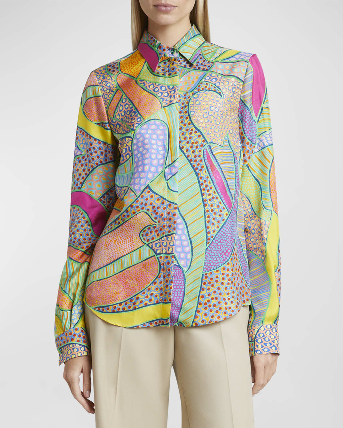 Gabriela Hearst Henri Patterned Button-Front Shirt