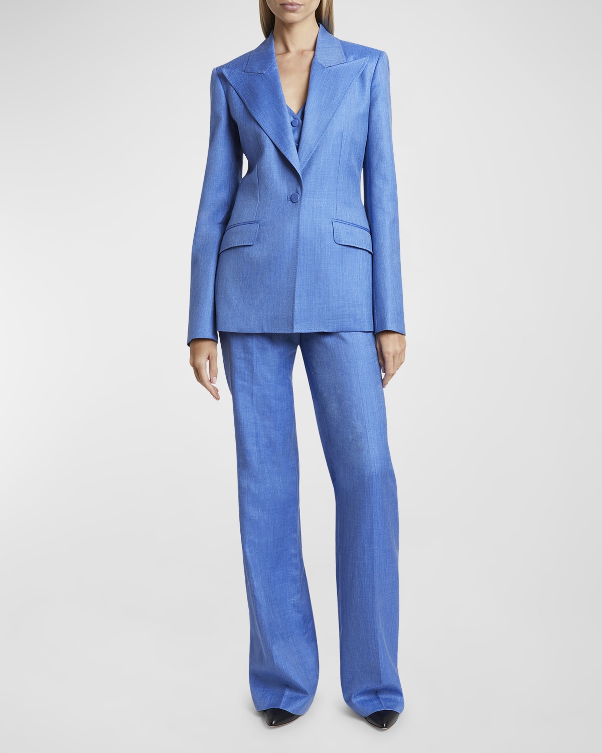 Gabriela Hearst Leiva Topstitch-Edge Single-Breasted Blazer Jacket