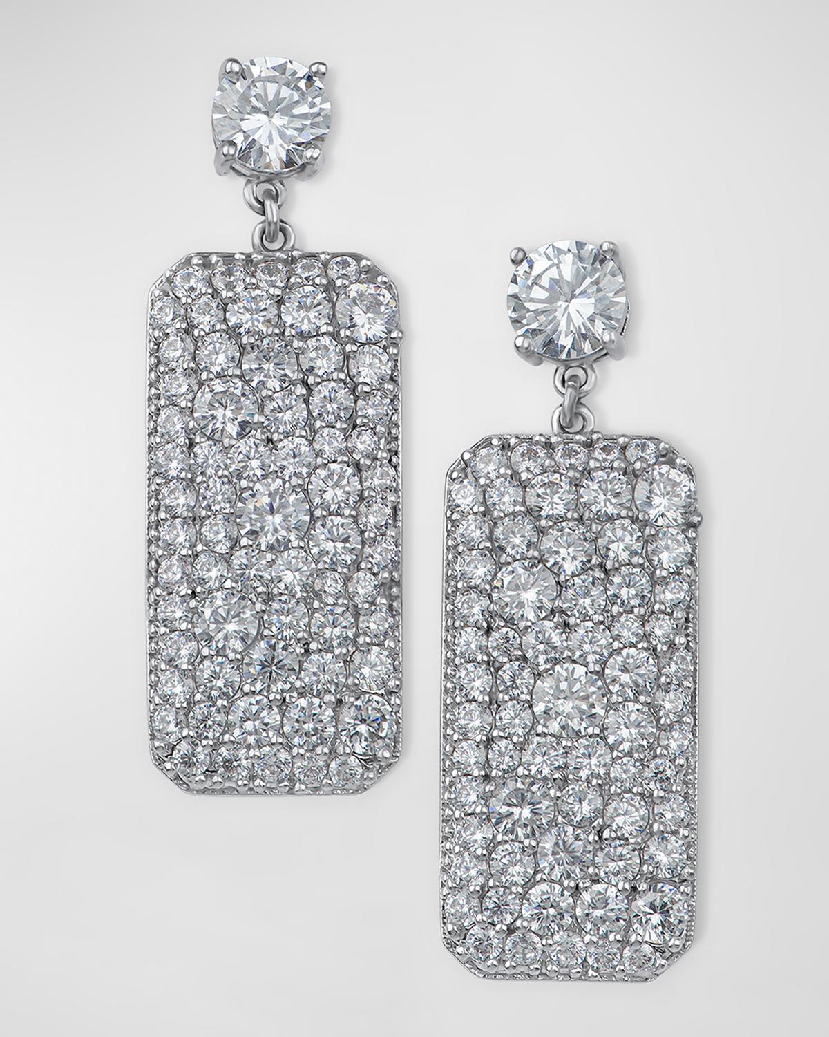 Multi Size Round Cubic Zirconia Rectangular Drop Earrings