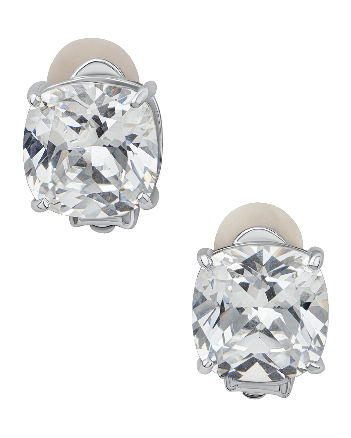 Golconda by Kenneth Jay Lane Cushion Cubic Zirconia Clip Classic Earrings