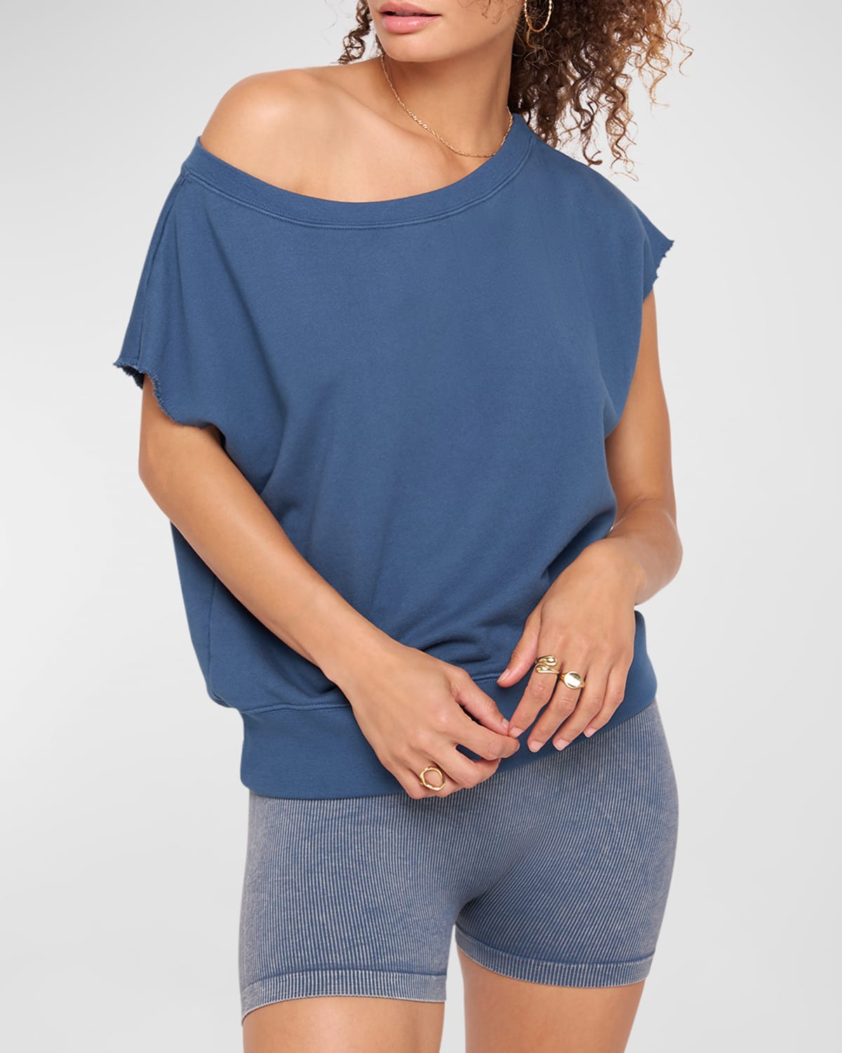 Spiritual Gangster La Vida One-Shoulder Short-Sleeve Pullover Top