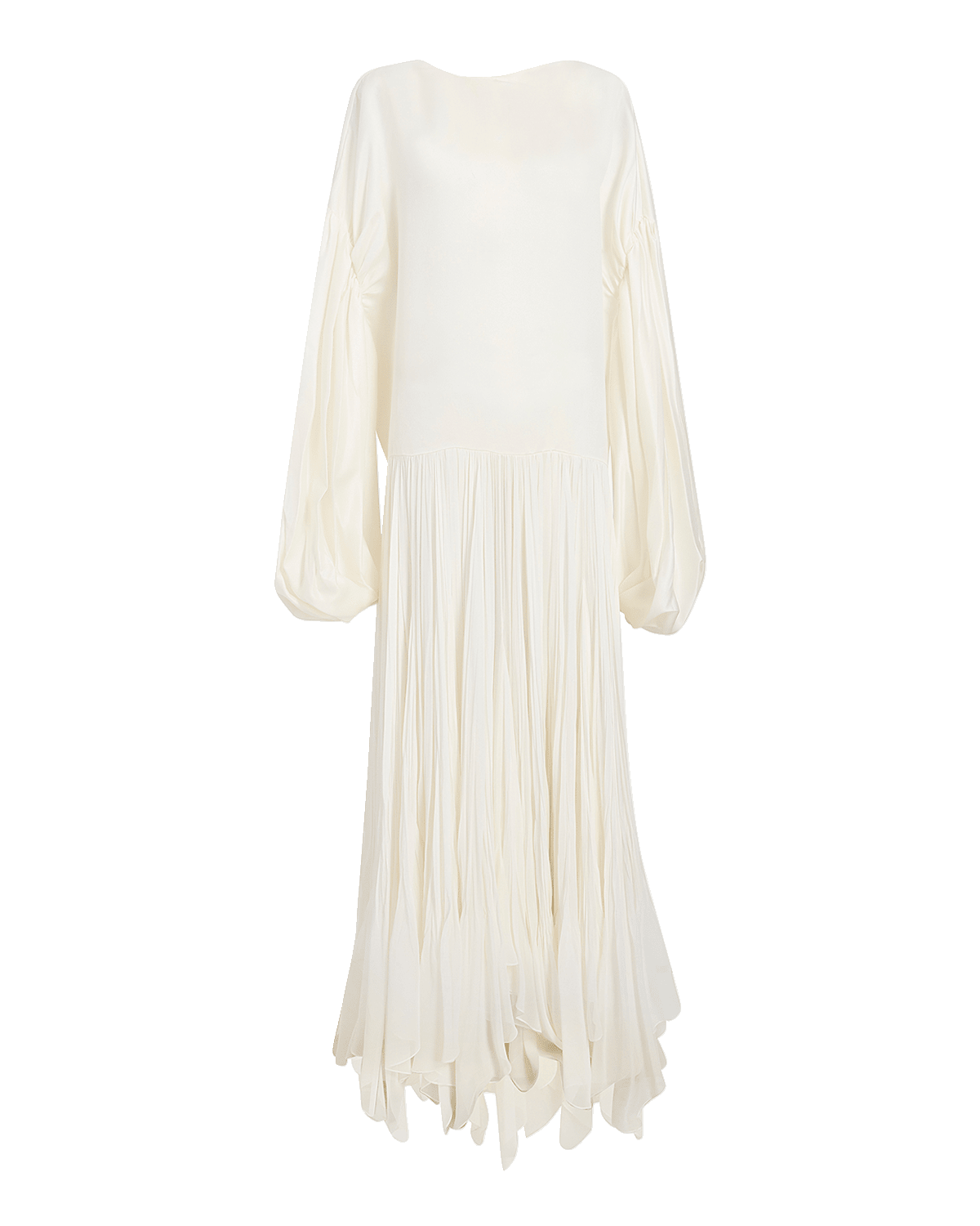Khaite Valli Pleated Balloon-Sleeve Maxi Dress