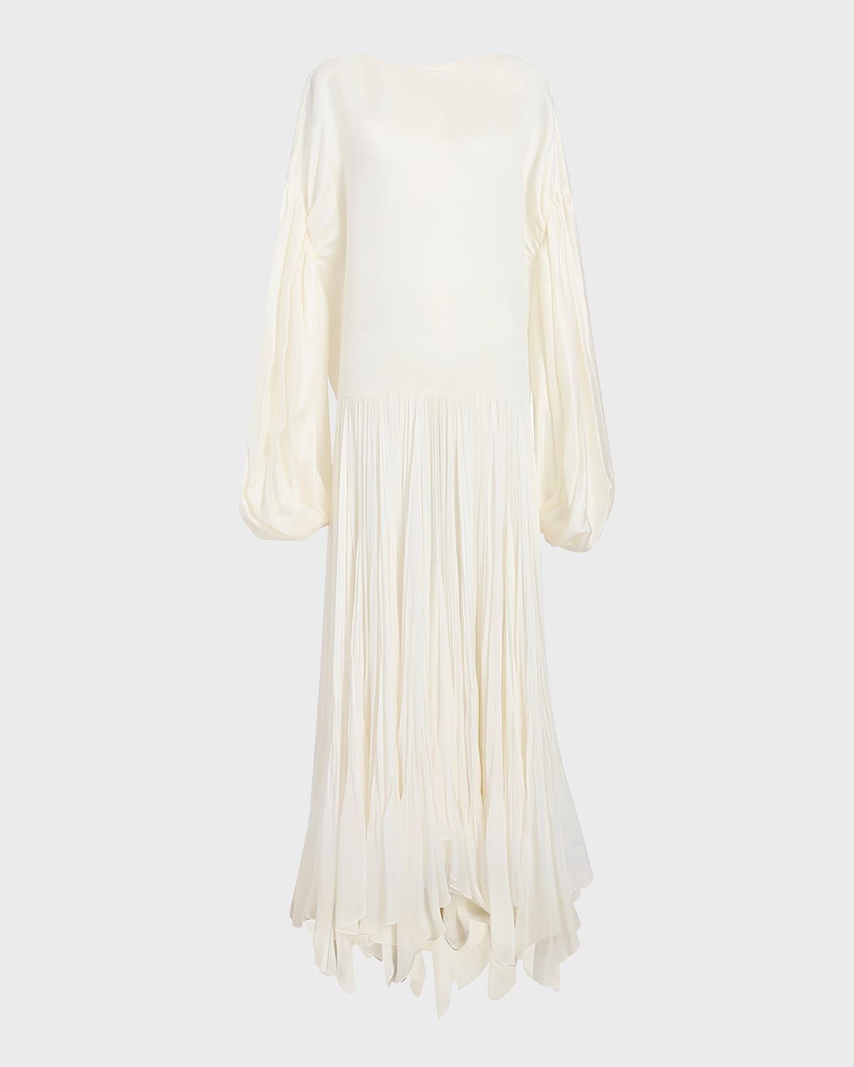 Khaite Valli Pleated Balloon-Sleeve Maxi Dress
