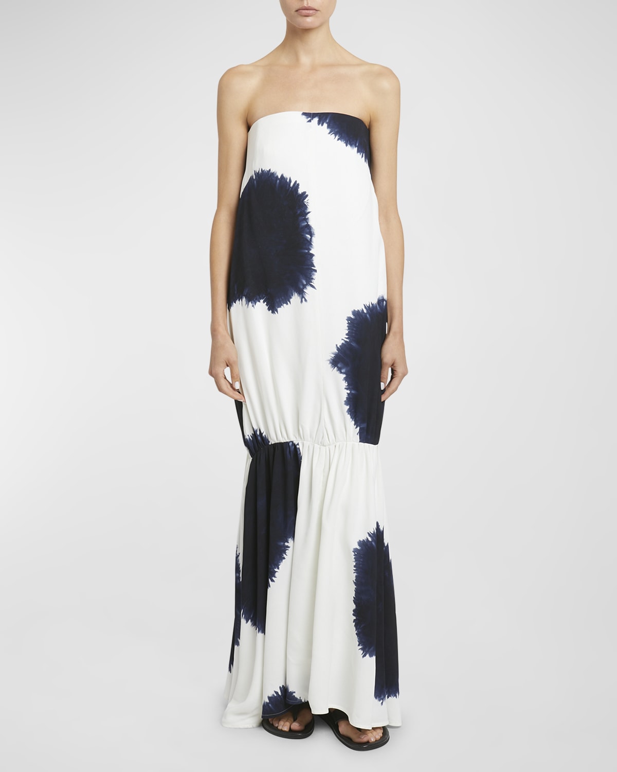 Proenza Schouler Margot Tie-Dye Print Strapless Mermaid Crepe Maxi Dress