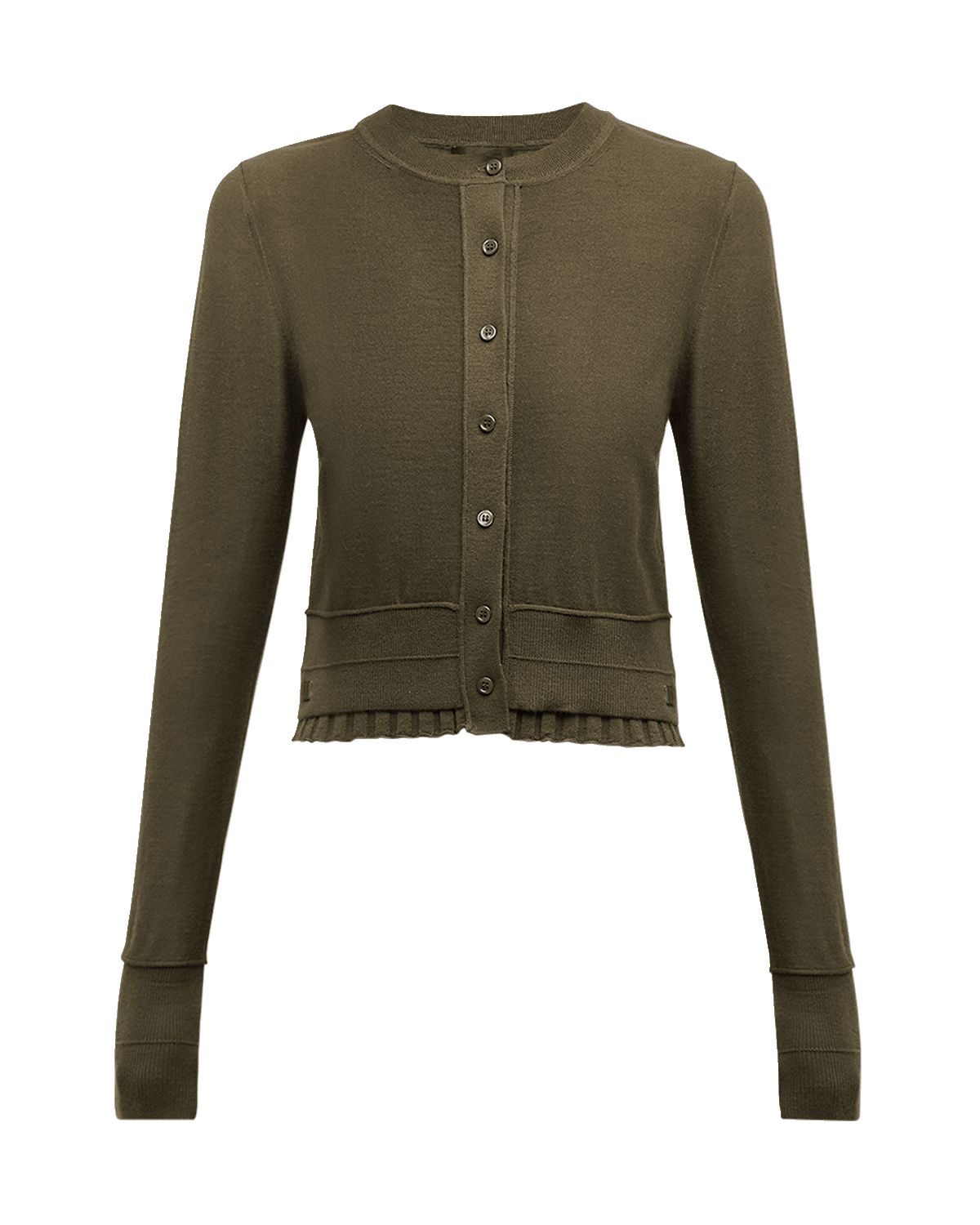 Marc Jacobs Ruffle Crewneck Fine Rib Crop Cardigan