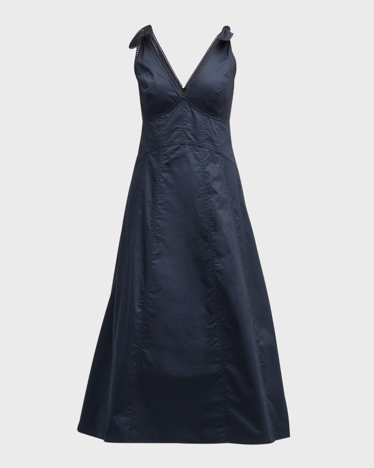 Oroton Lace-Trim Cotton Poplin Midi Dress