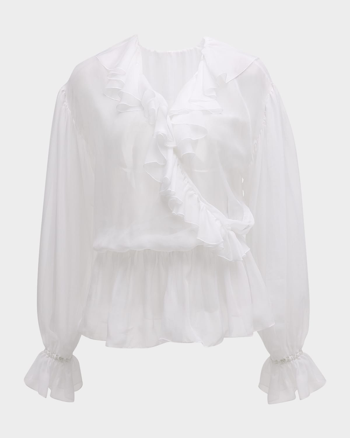 Dolce&Gabbana Ruffle Chiffon Long-Sleeve Top
