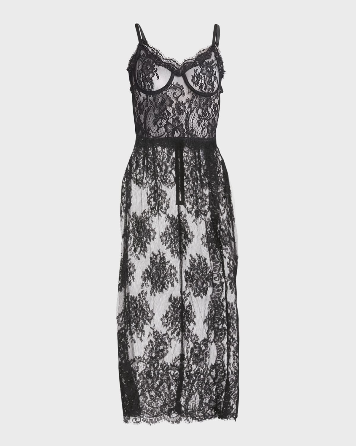 Dolce&Gabbana Pizzo Chantilly Lace Bustier Midi Dress