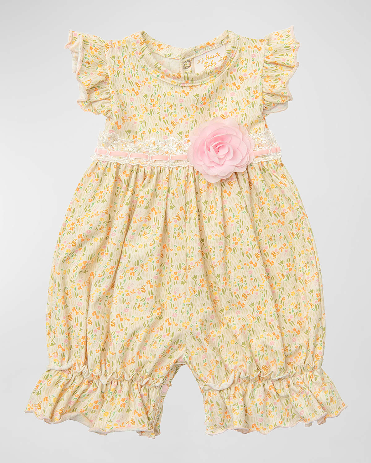 Haute Baby Girl's Busy Bee Bubble Romper, Size 0M-24M