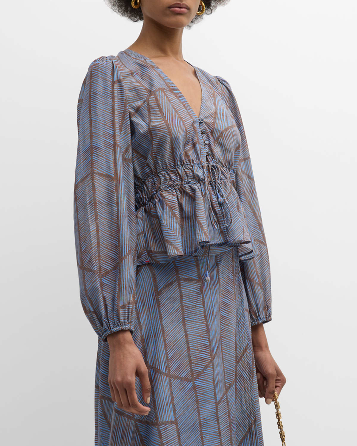 Xirena Fate Striped Cotton-Silk Peplum Top