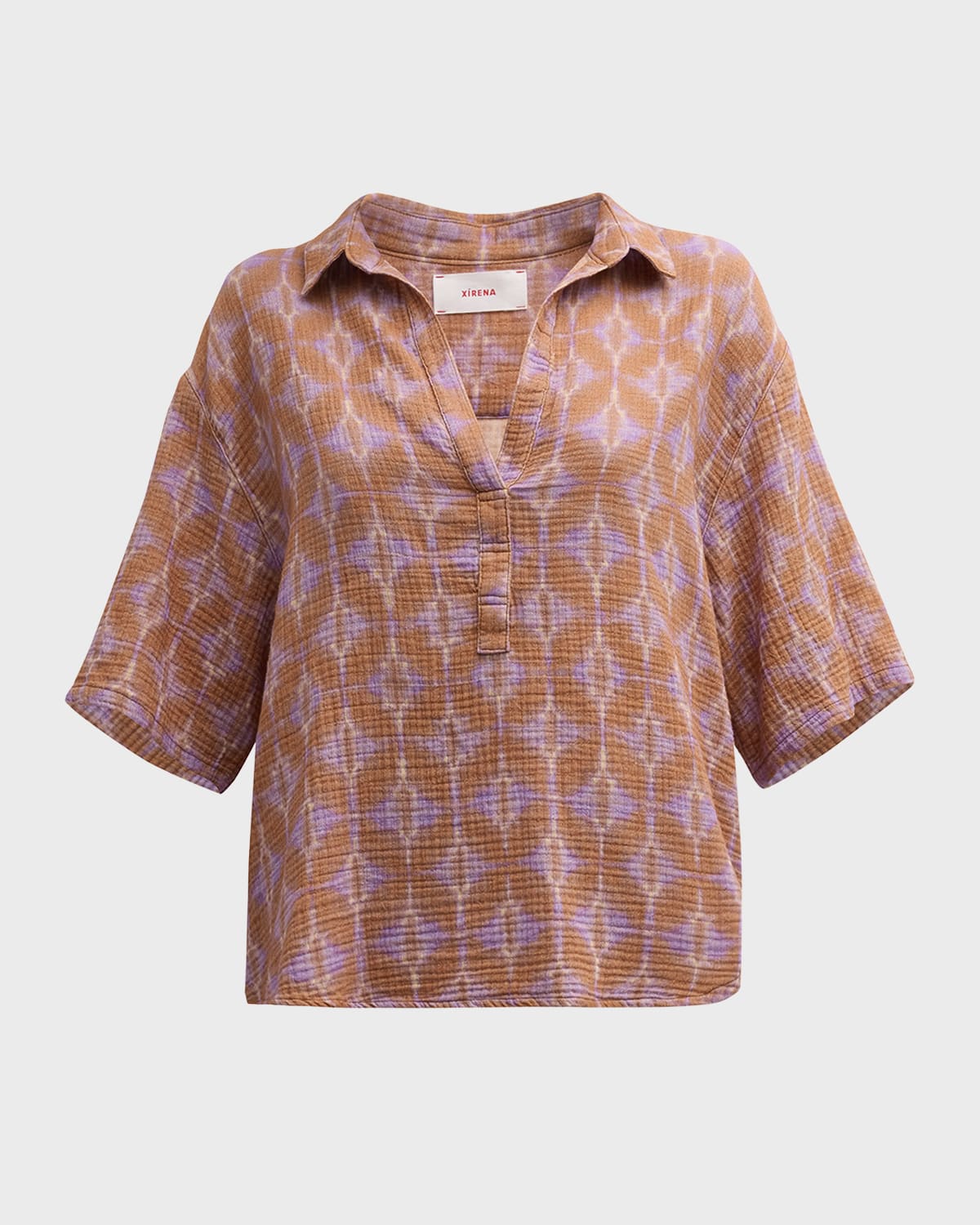 Xirena Decker Abstract-Print Cotton Gauze Top