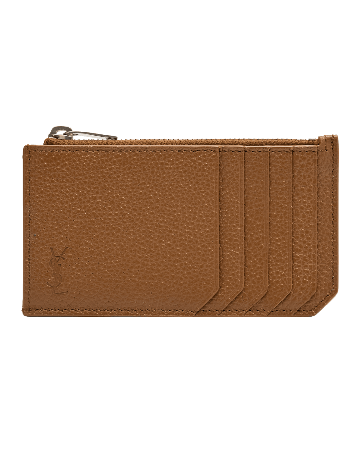 Saint Laurent Men's YSL Zip Card Holder in Leather