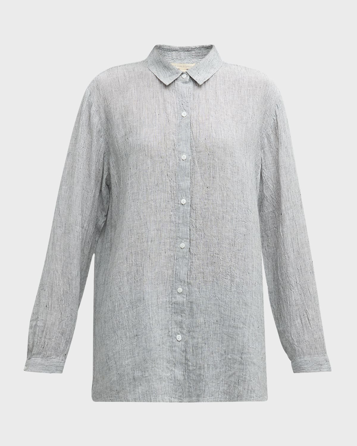 Eileen Fisher Striped Button-Down Organic Linen Shirt