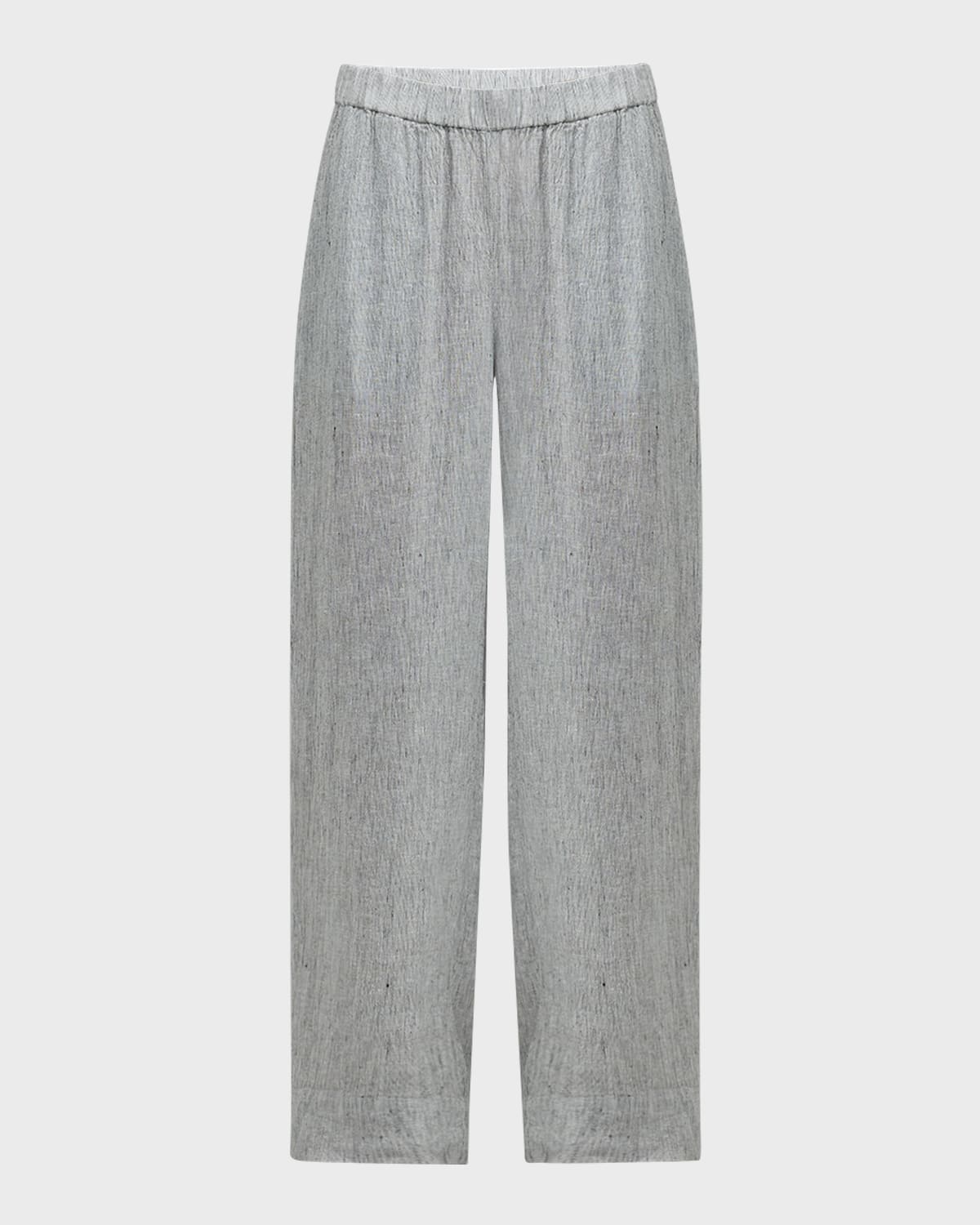 Eileen Fisher Striped Wide-Leg Organic Linen Pants