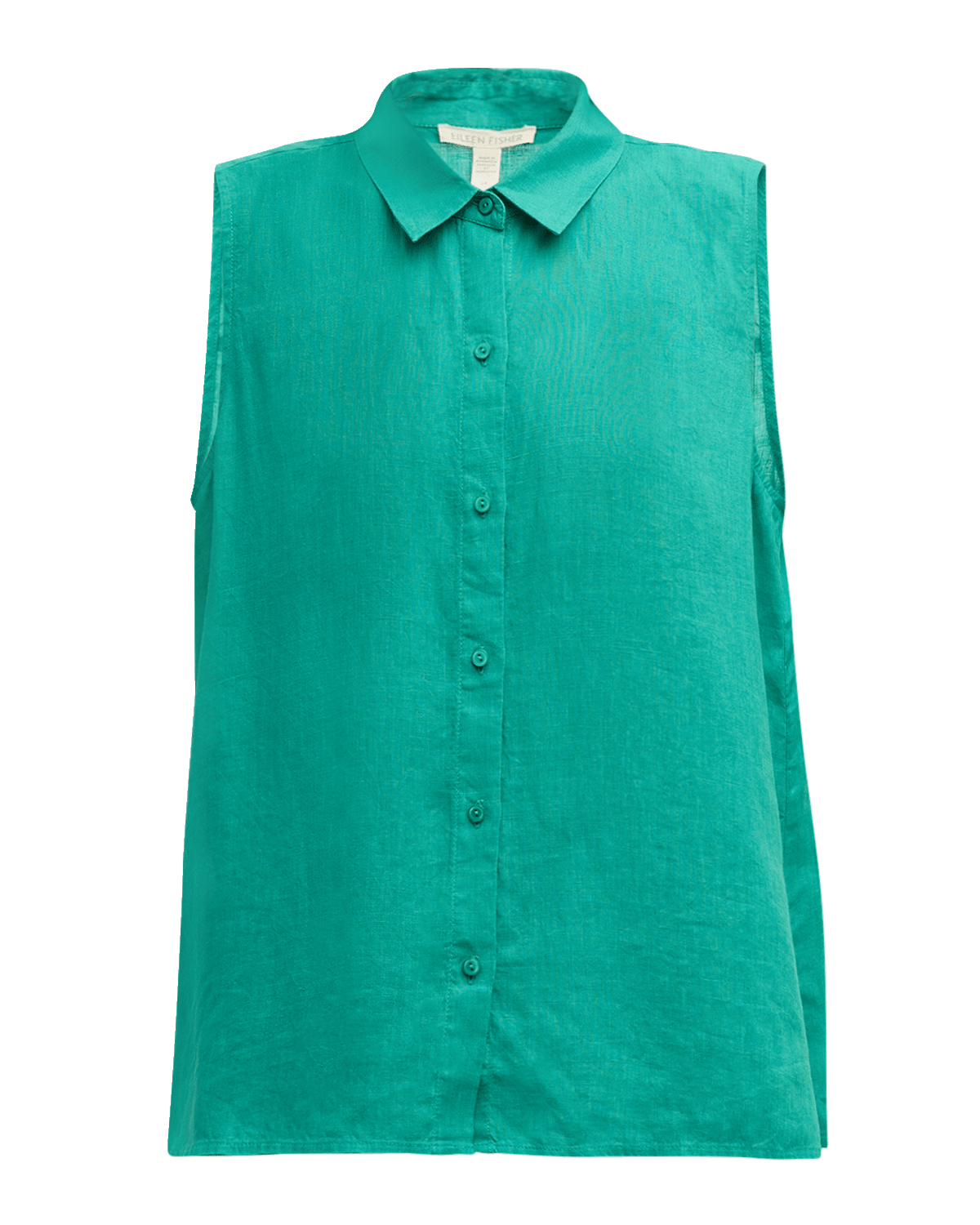Eileen Fisher Sleeveless Handkerchief Organic Linen Shirt