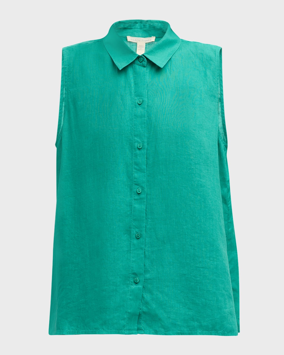 Eileen Fisher Sleeveless Handkerchief Organic Linen Shirt