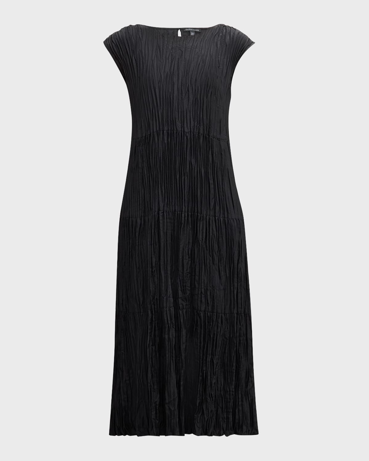 Eileen Fisher Tiered A-Line Crinkled Silk Midi Dress