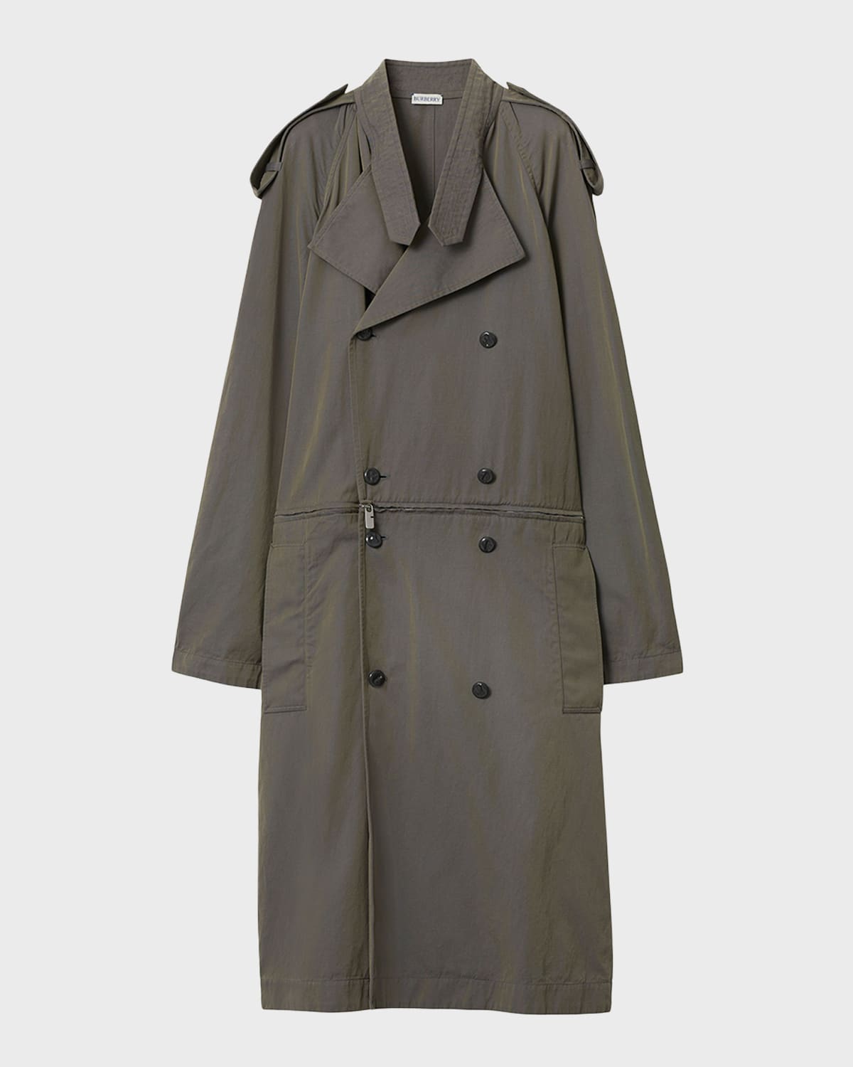 Burberry Double-Breasted Long-Sleeve Zipper-Hem Midi Trench Dress
