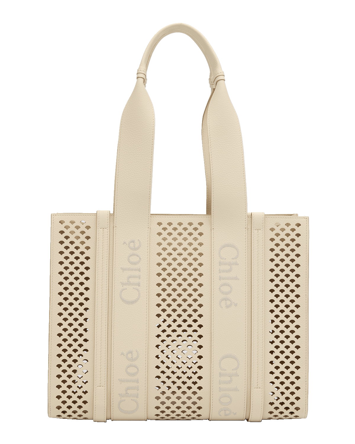 Chloe Woody Medium Tote Bag in Perforated Leather