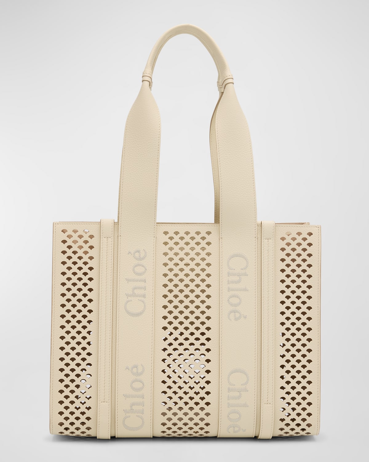 Chloe Woody Medium Tote Bag in Perforated Leather