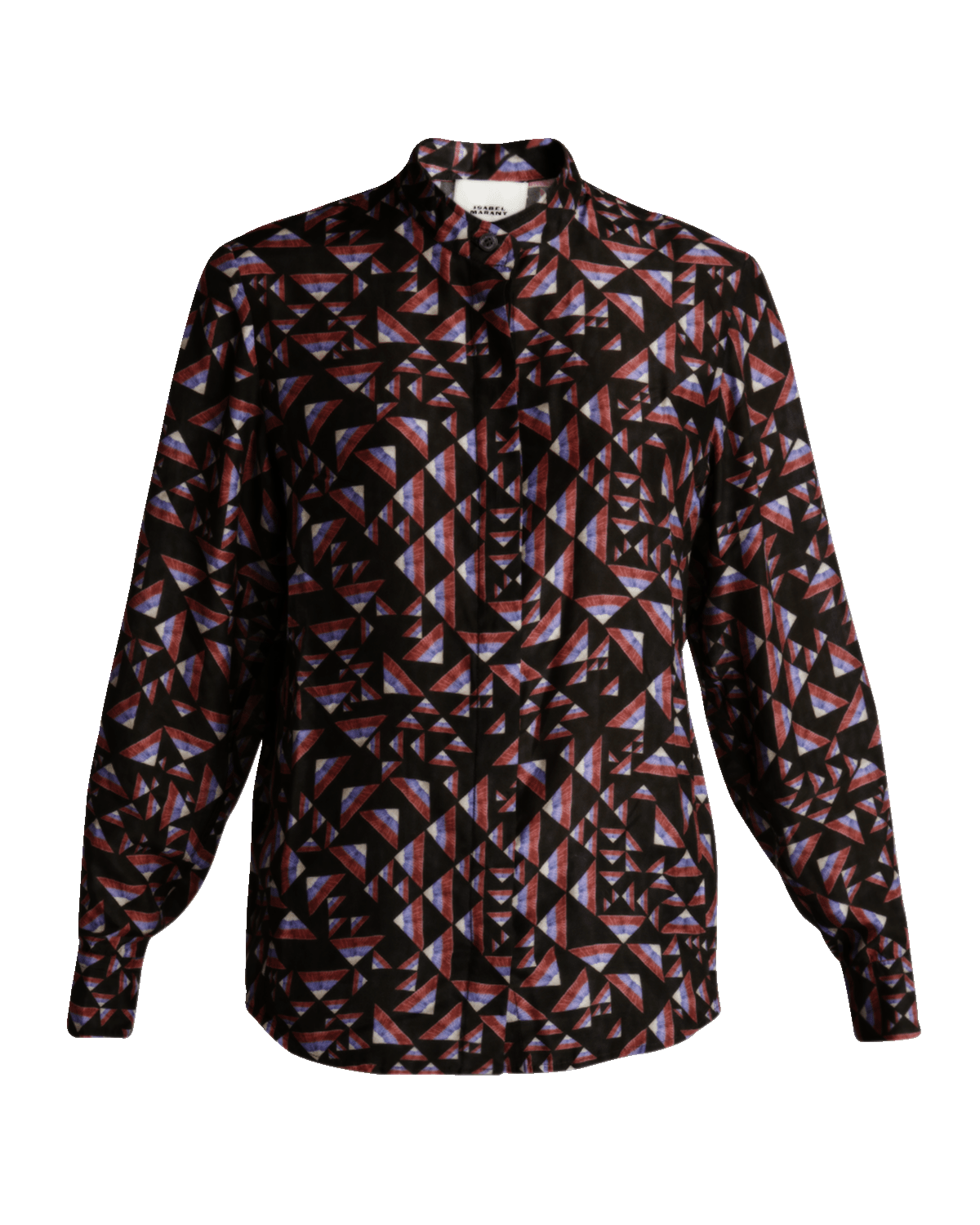 Isabel Marant Ilda Abstract-Print Band-Collar Button-Down Shirt