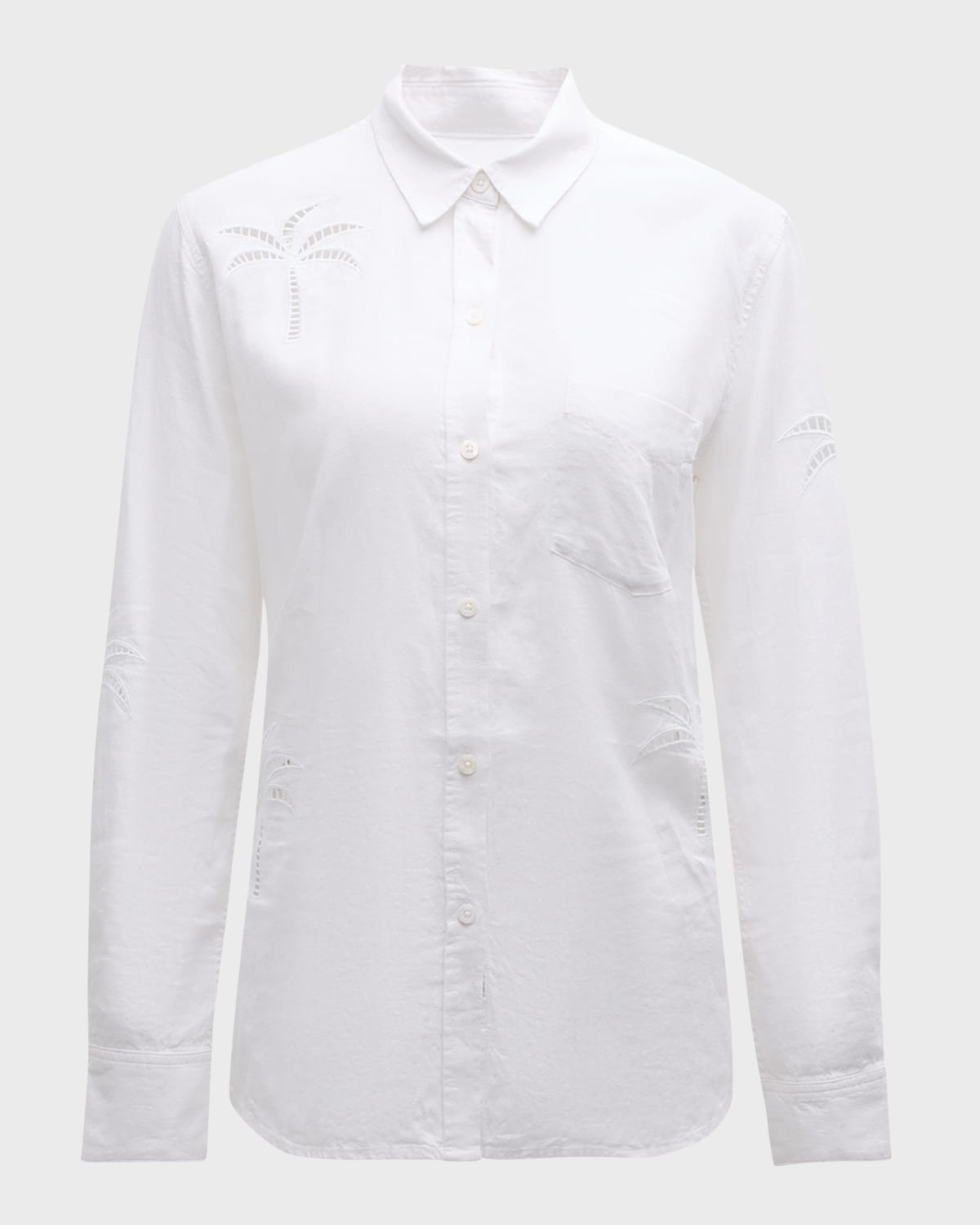 Rails Charli Palm Tree Cutout Button-Front Shirt