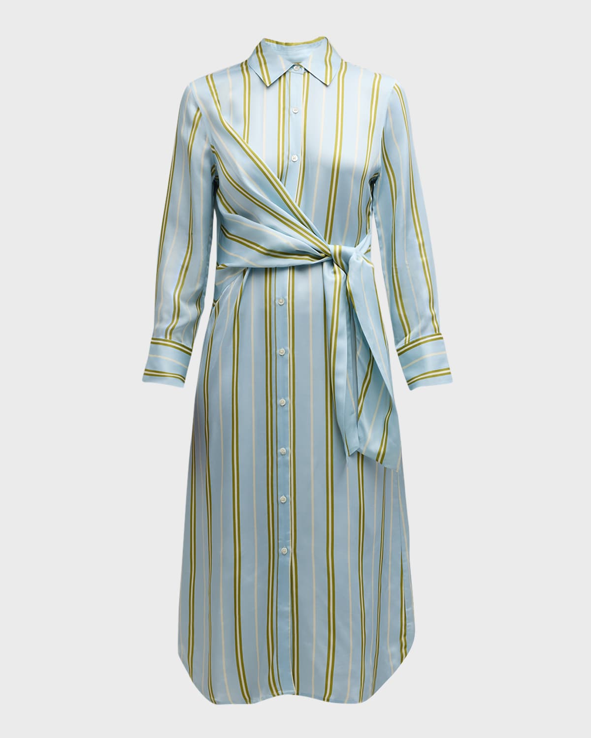 Rails Lacey Striped Satin Midi Shirtdress