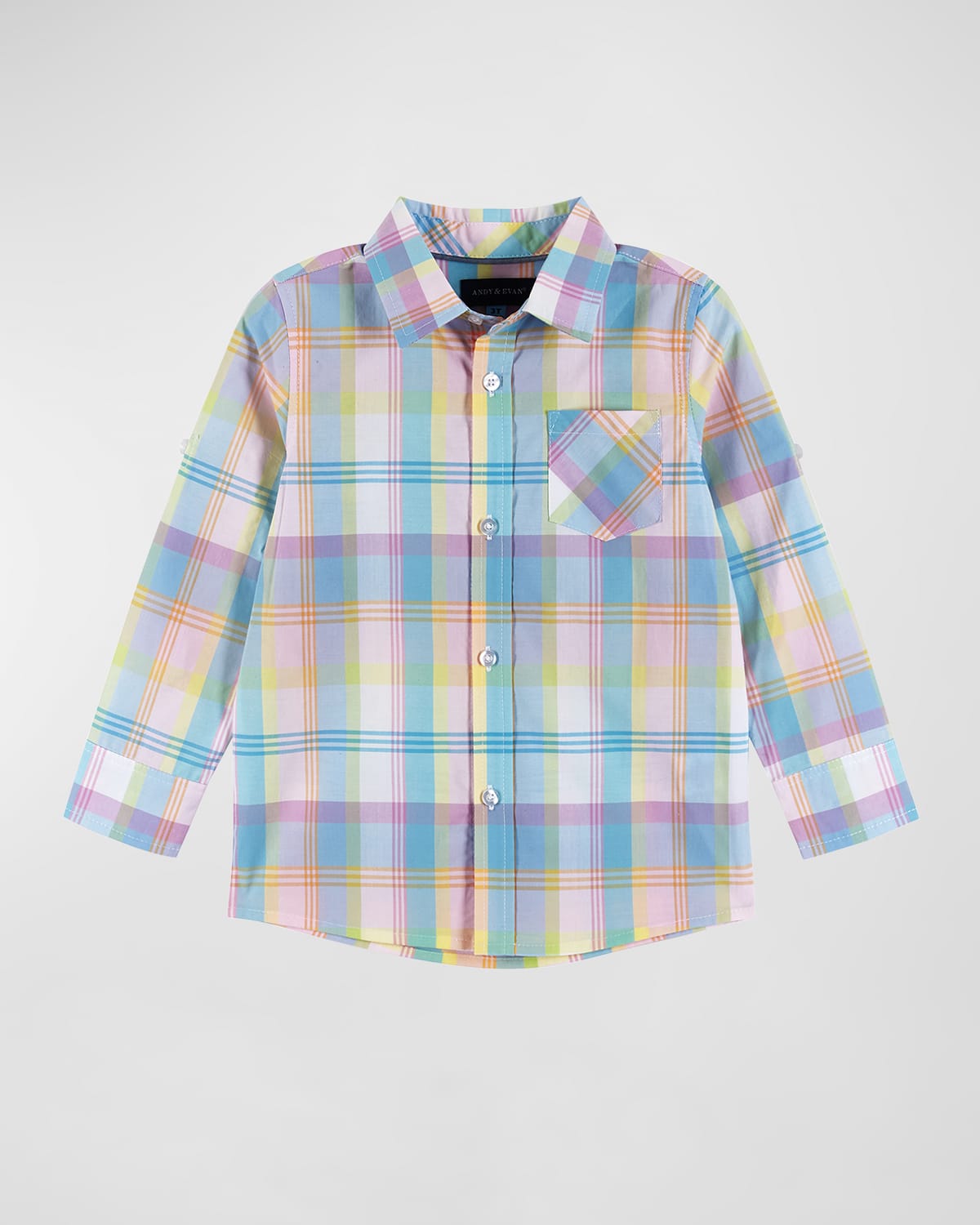 Andy & Evan Boy's Pastel Plaid-Print Button Down Shirt, Size 2T-8