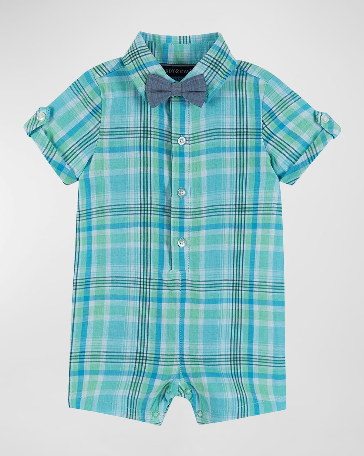 Andy & Evan Boy's Plaid-Print Shortall, Size Newborn-24M