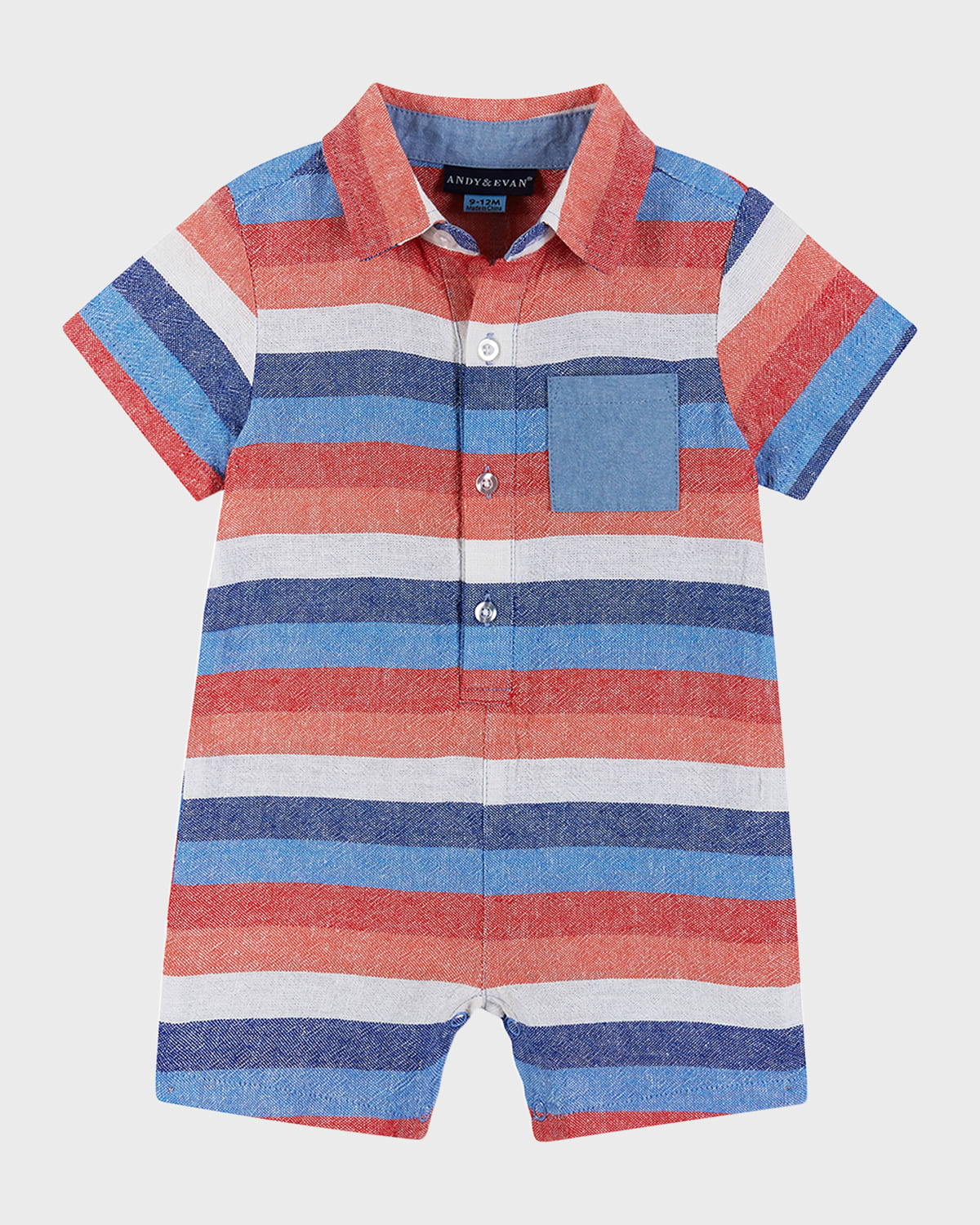 Andy & Evan Boy's Striped Shortall, Size Newborn-24M