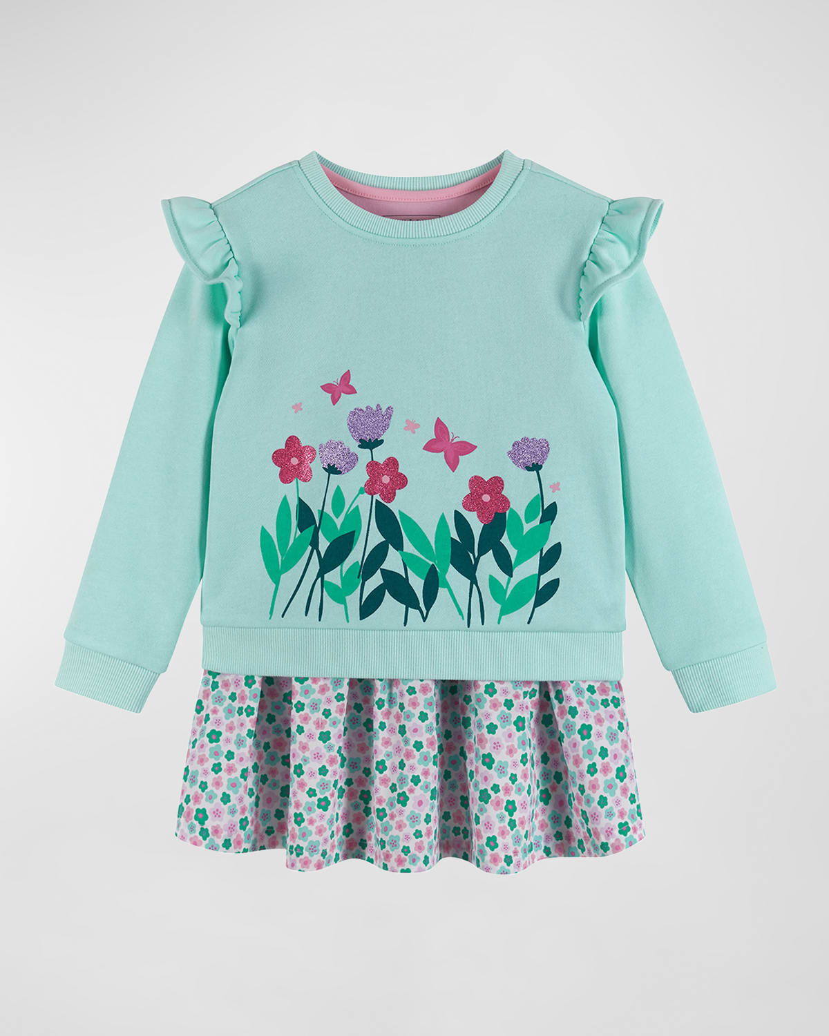 Andy & Evan Girl's Floral-Print Sweatshirt & Dress Set, Size 2T-6