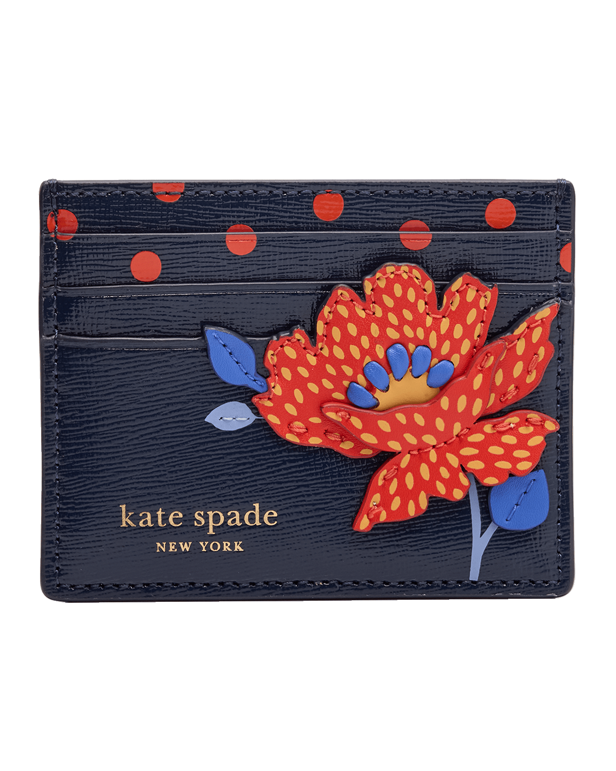 kate spade new york dottie bloom flower leather card case