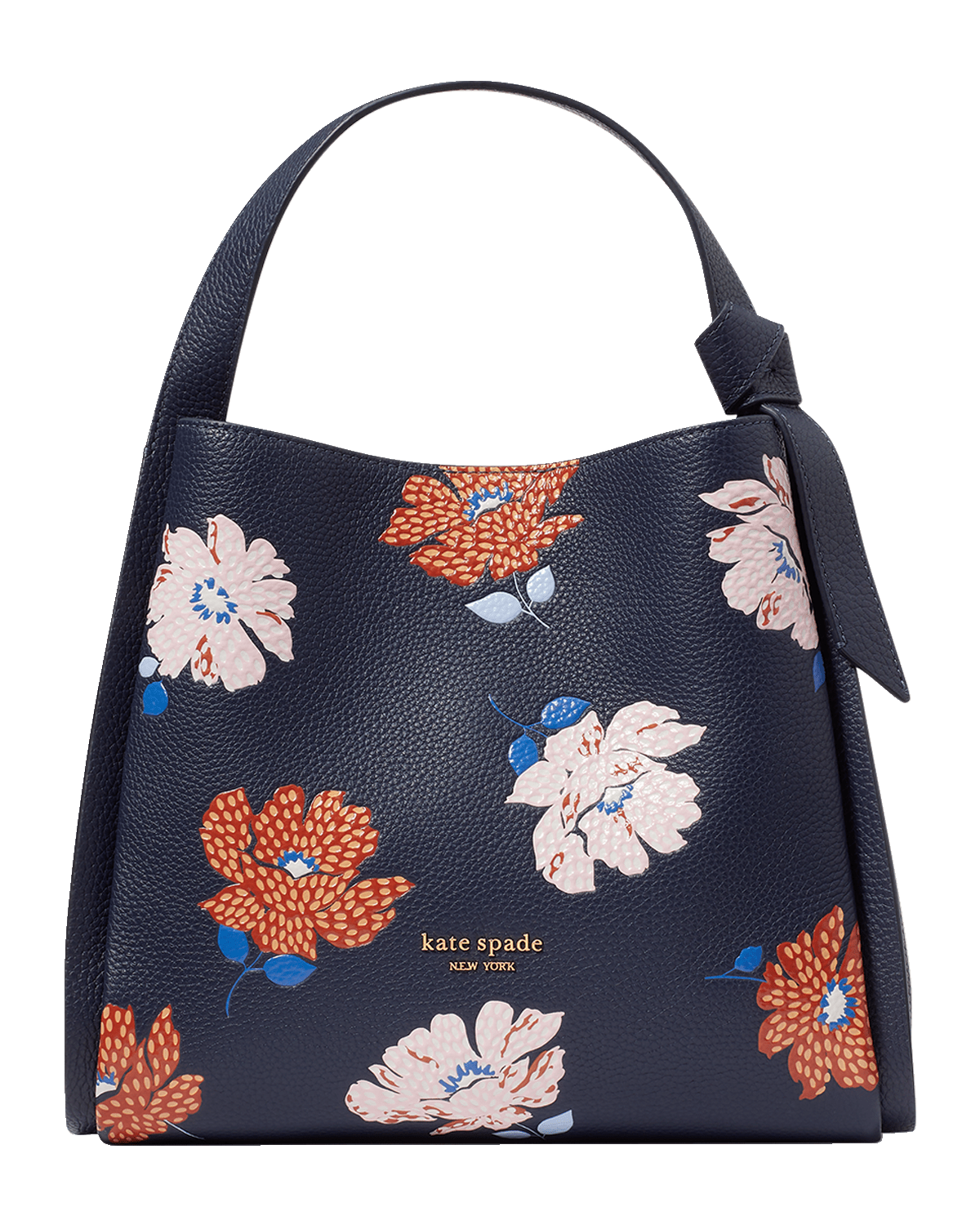 kate spade new york knott medium floral-embossed leather tote bag
