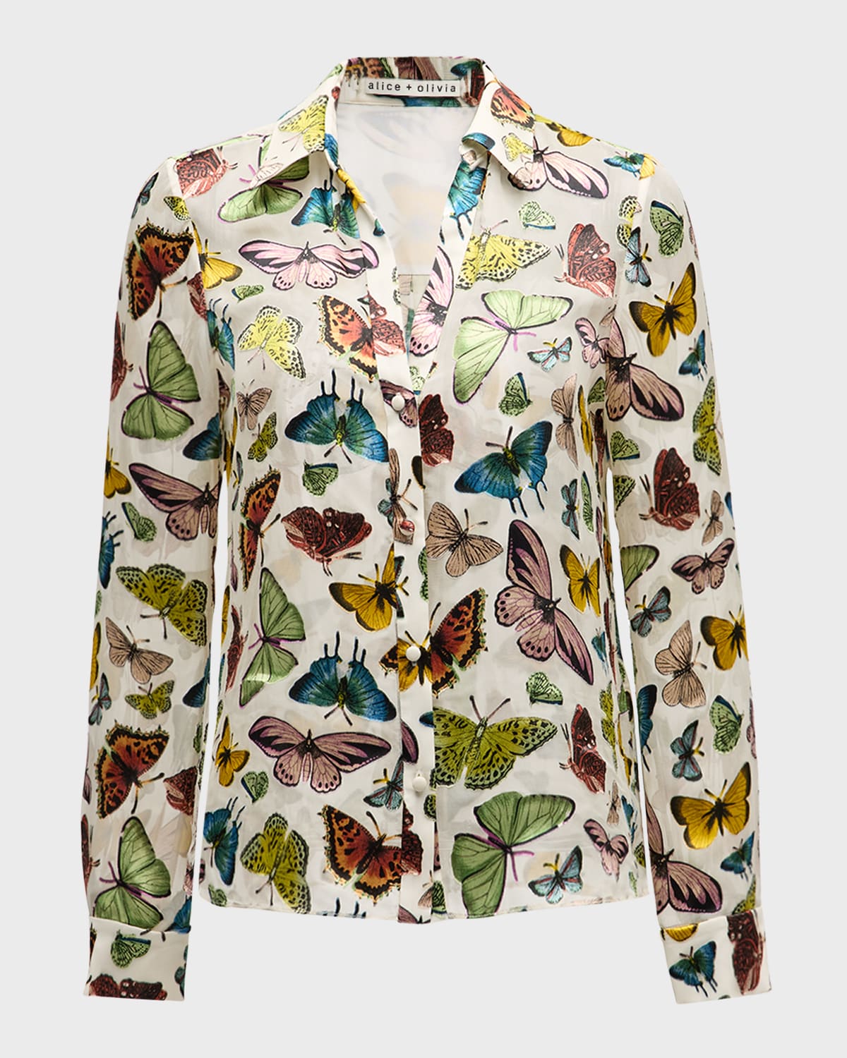 Alice + Olivia Eloise Boundless Butterfly Button-Front Blouse
