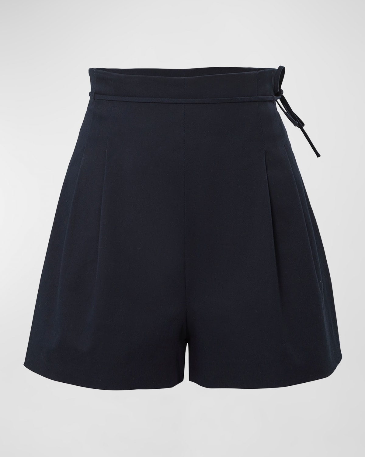 Carolina Herrera High-Rise Pleated Waist-Tie Shorts