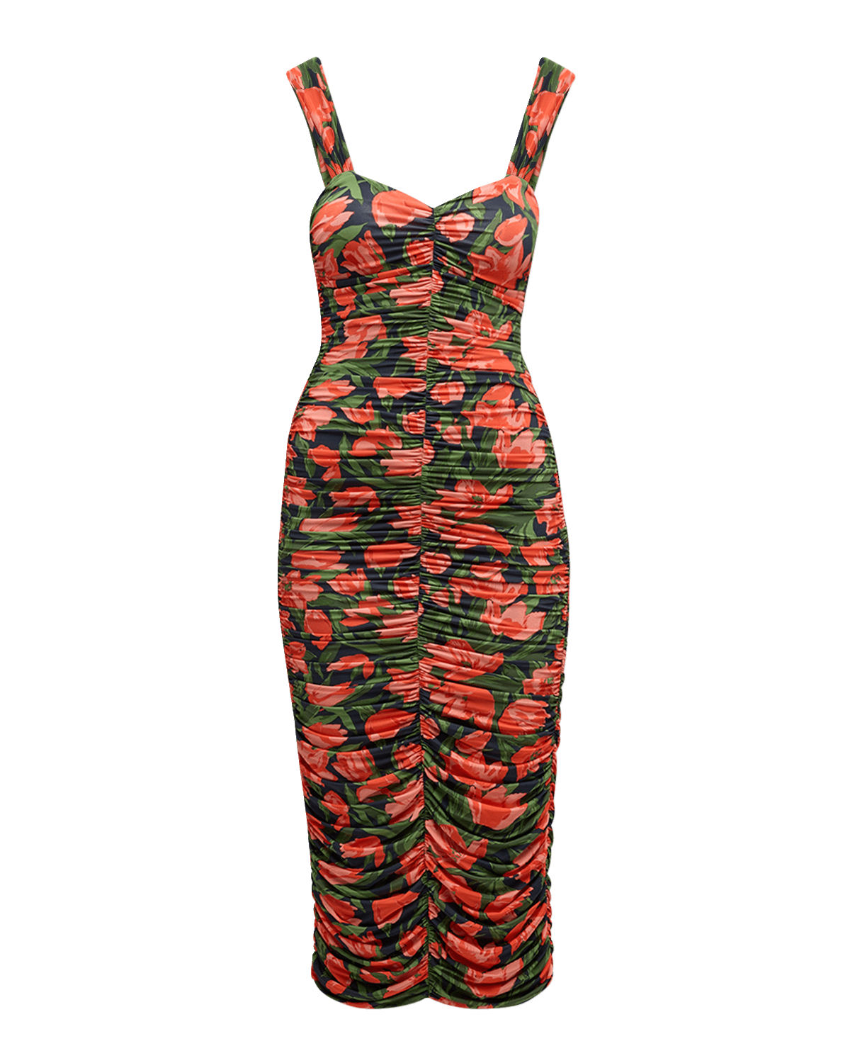 Carolina Herrera Floral-Print Ruched Midi Dress