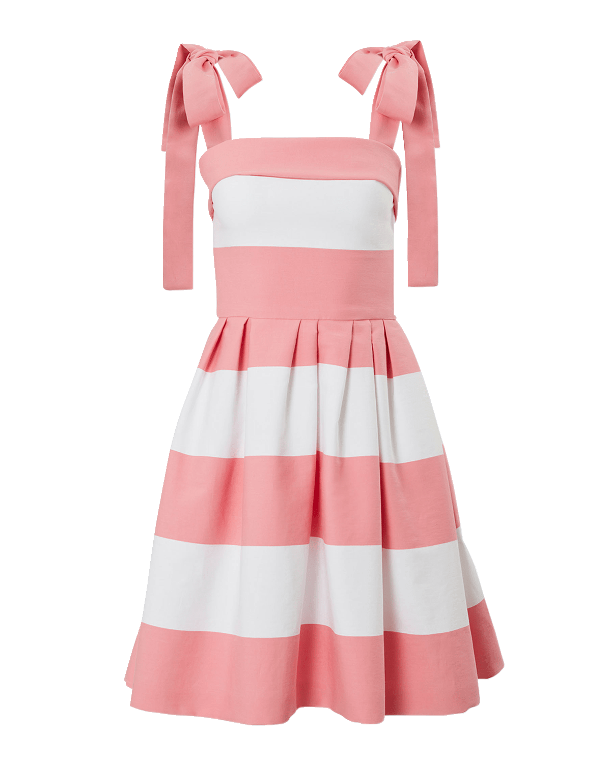 Carolina Herrera Striped Bow-Strap Mini Dress