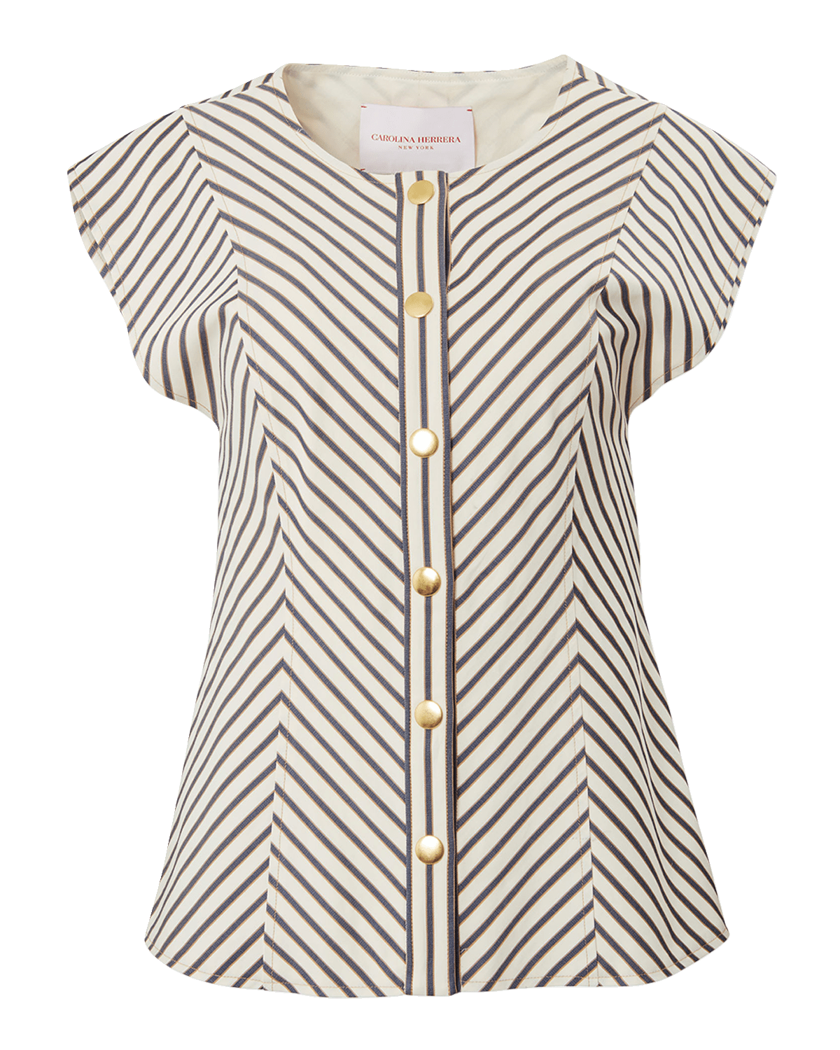 Carolina Herrera Stripe Cap-Sleeve Top