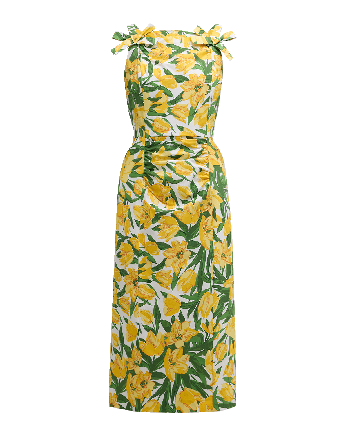 Carolina Herrera Floral Print Midi Dress with Bow Details