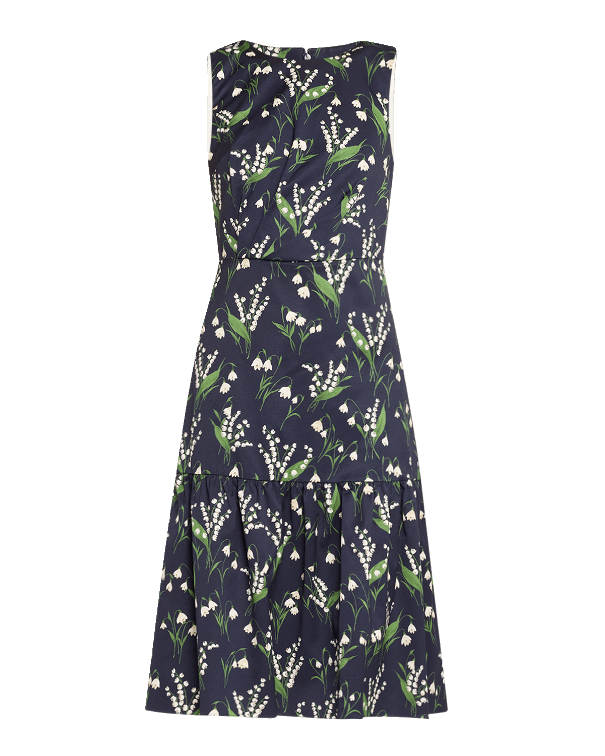 Carolina Herrera Floral Print Midi Dress with Flounce Hemline