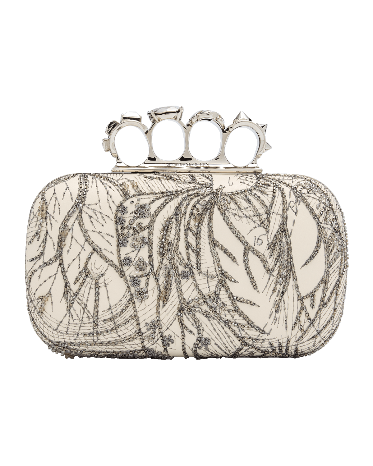 Alexander McQueen Knuckle Four-Ring Embellished Clutch Bag