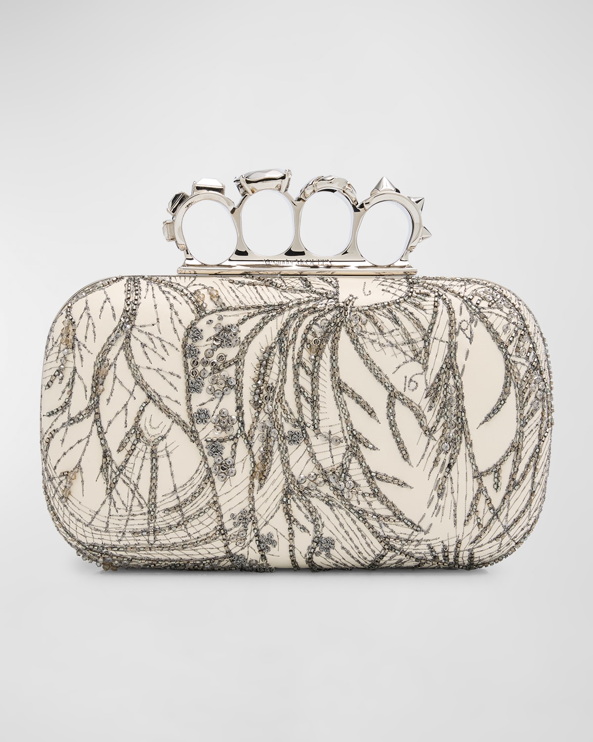 Alexander McQueen Knuckle Four-Ring Embellished Clutch Bag
