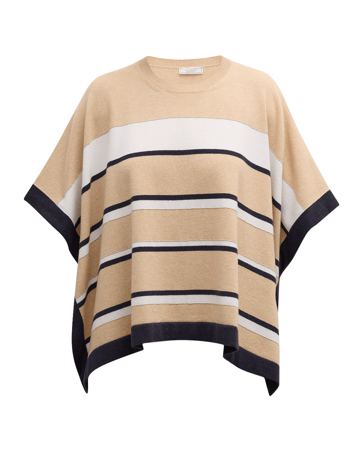 Peserico Striped Chain-Trim Handkerchief Cape