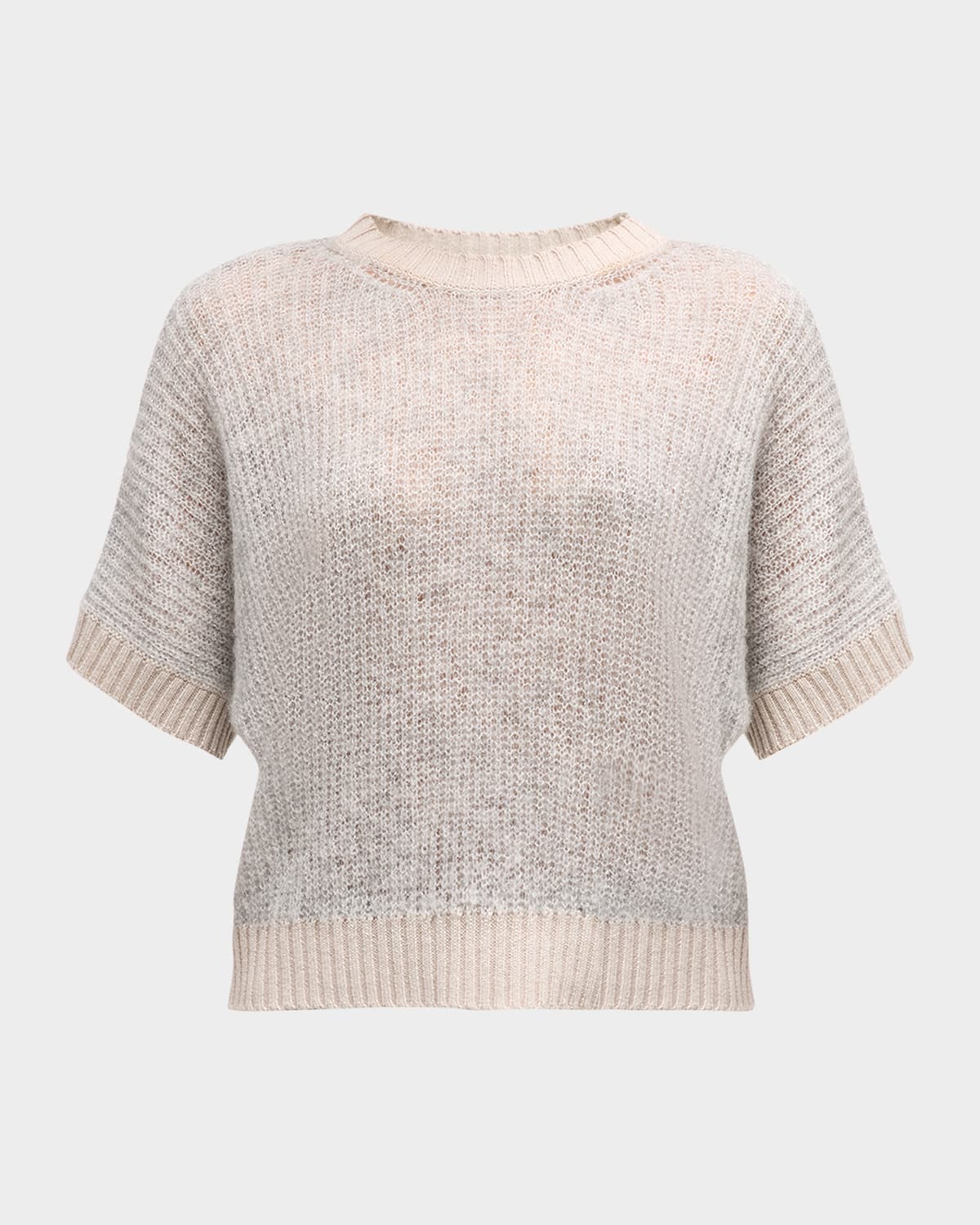 Peserico Crewneck Open-Stitch Tricot Sweater