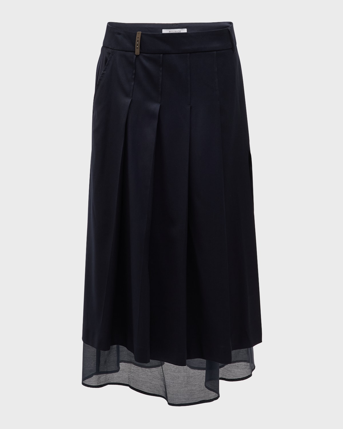 Peserico Pleated Layered A-Line Midi Skirt