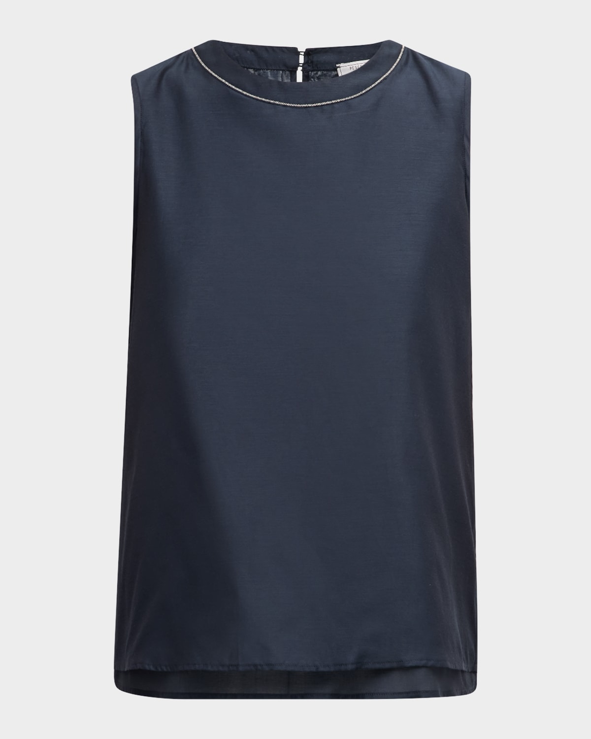 Peserico Sleeveless Crewneck Chain-Trim Top