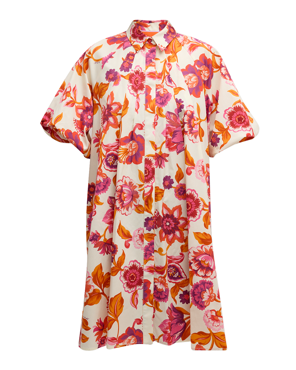 La DoubleJ Sunburst Floral Pleated Poplin Dress